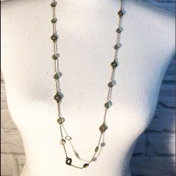 J. Crew Smoke Crystal Bead Opera Necklace - Picture 1 of 7